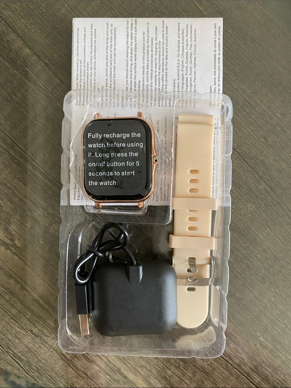 Cream Silicone Smartwatch with Gold Case